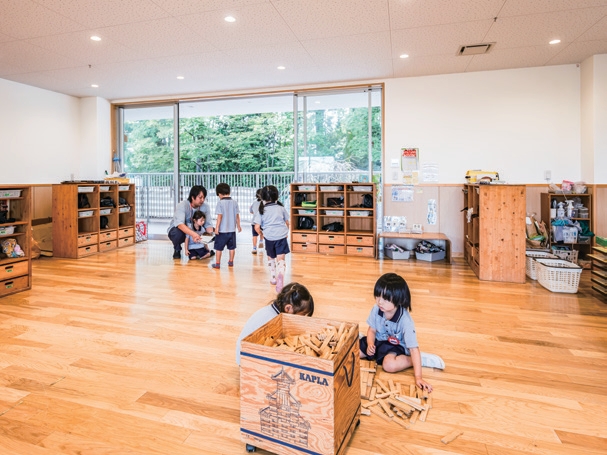 Outside the house, under the eaves