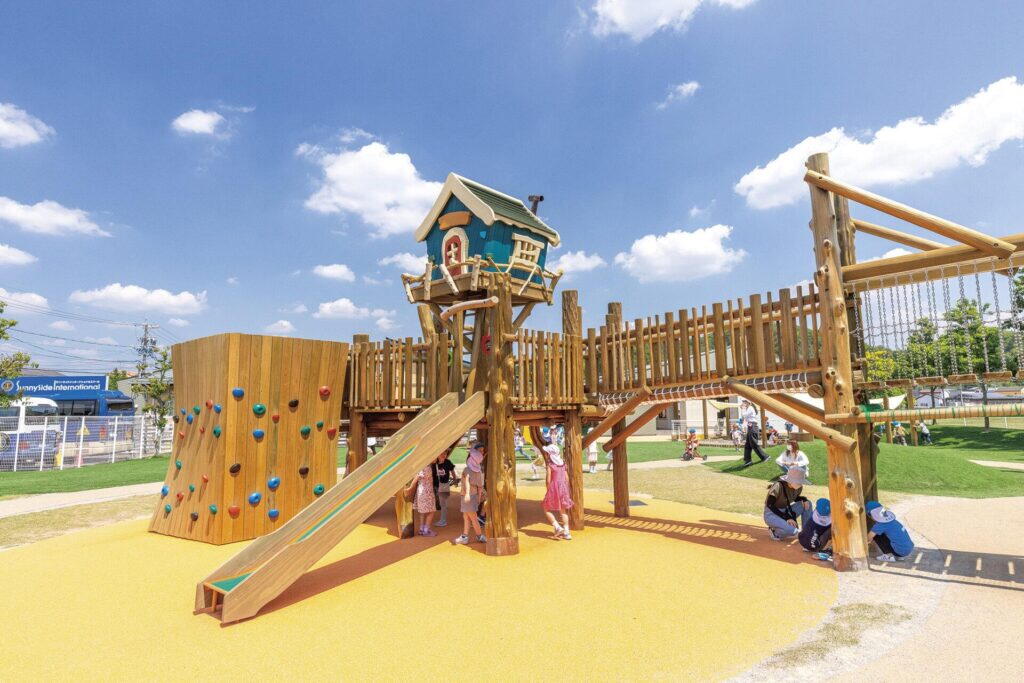 Wooden playground equipment